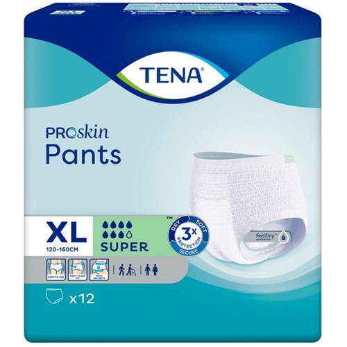 TENA ProSkin Continence Pants Super Unisex X Large, Packs of 12