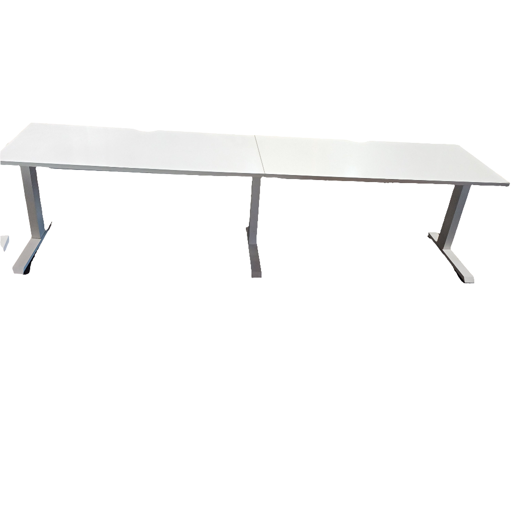 Double Straight Desk - White