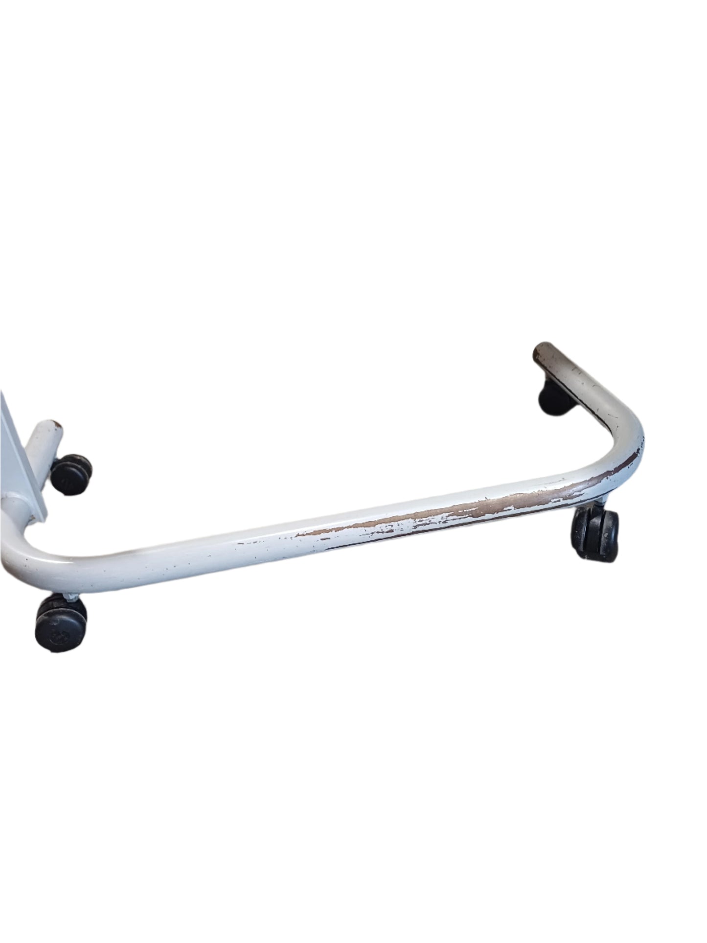 Height-adjustable, mobile overbed or laptop table