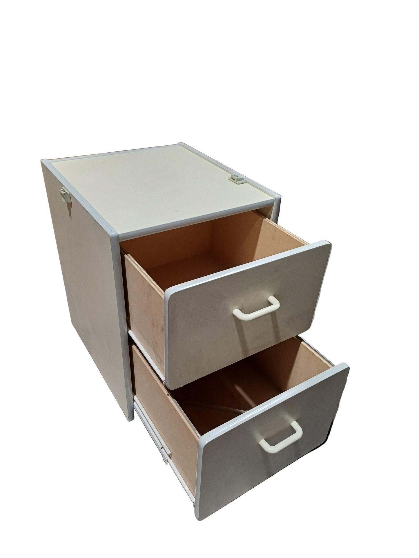 Beige two drawer Cabinet on wheels