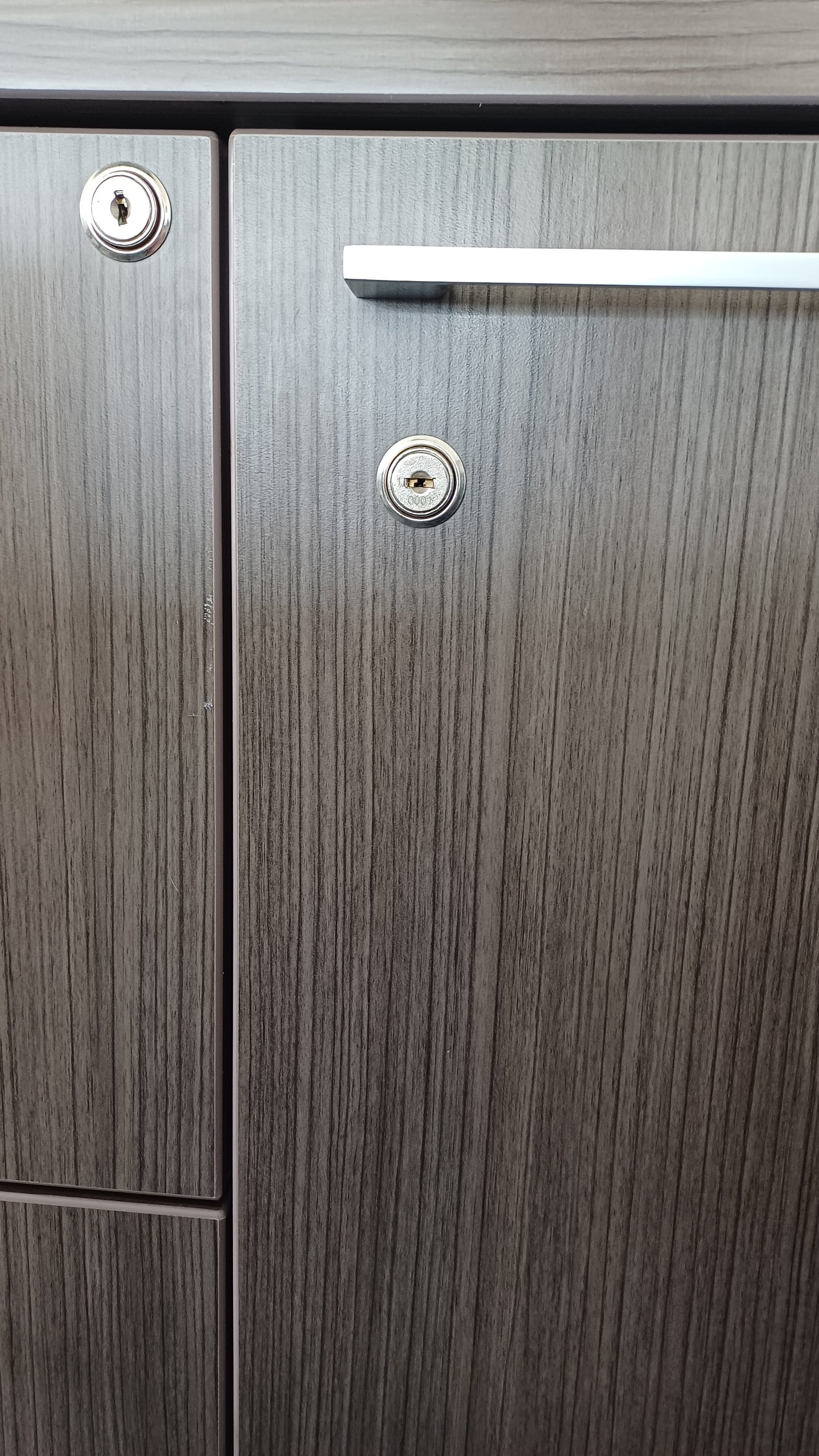 Dark Grey Cabinet with Two Drawers and Double shelf Cupboard