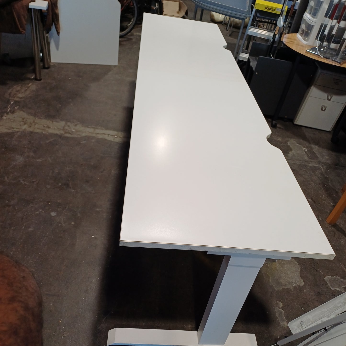 Double Straight Desk - White