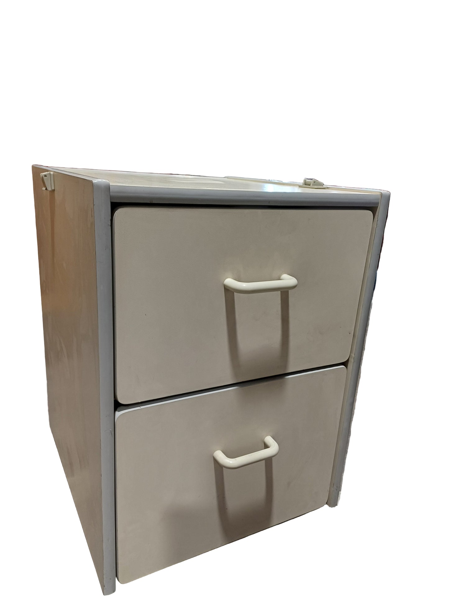 Beige two drawer Cabinet on wheels