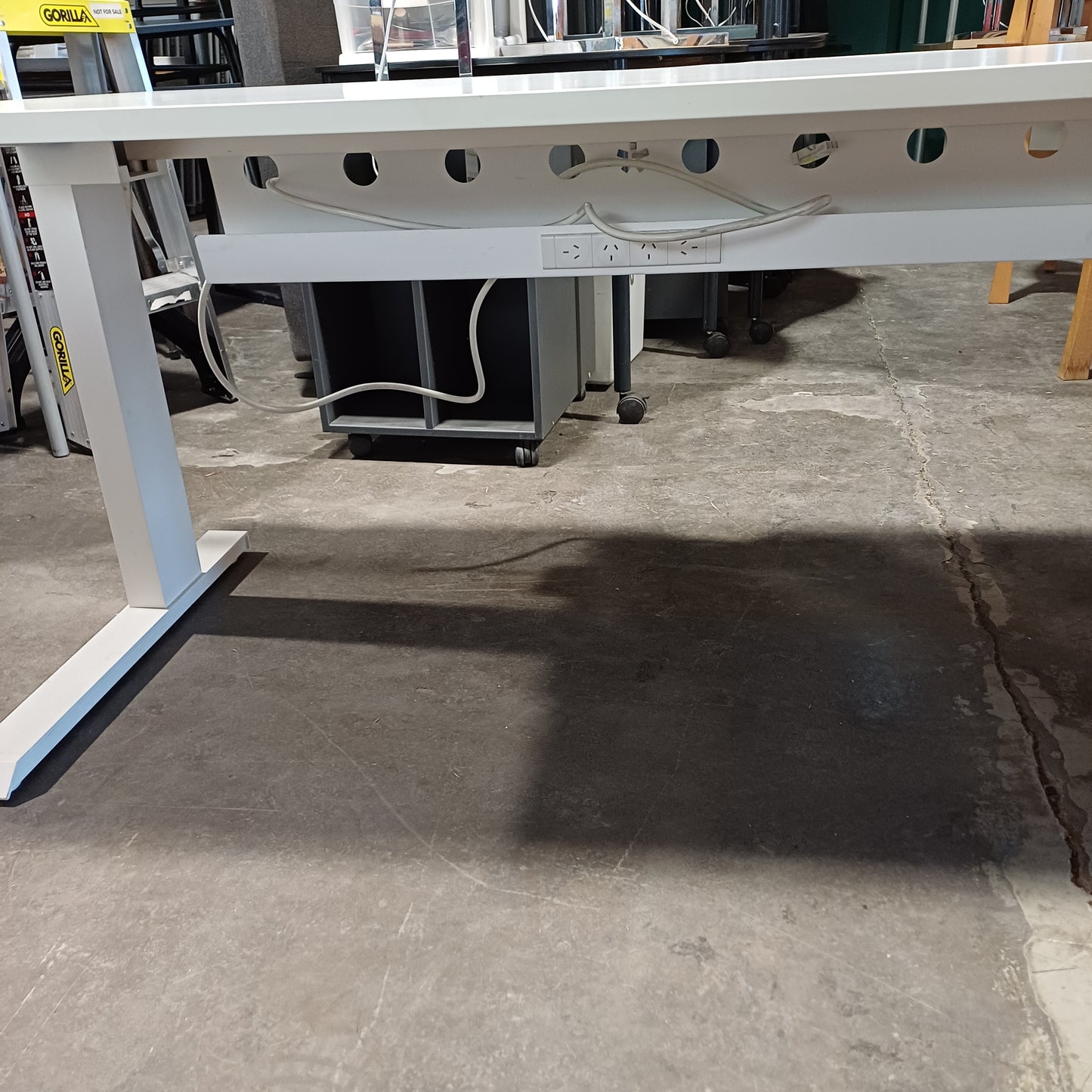 Double Straight Desk - White
