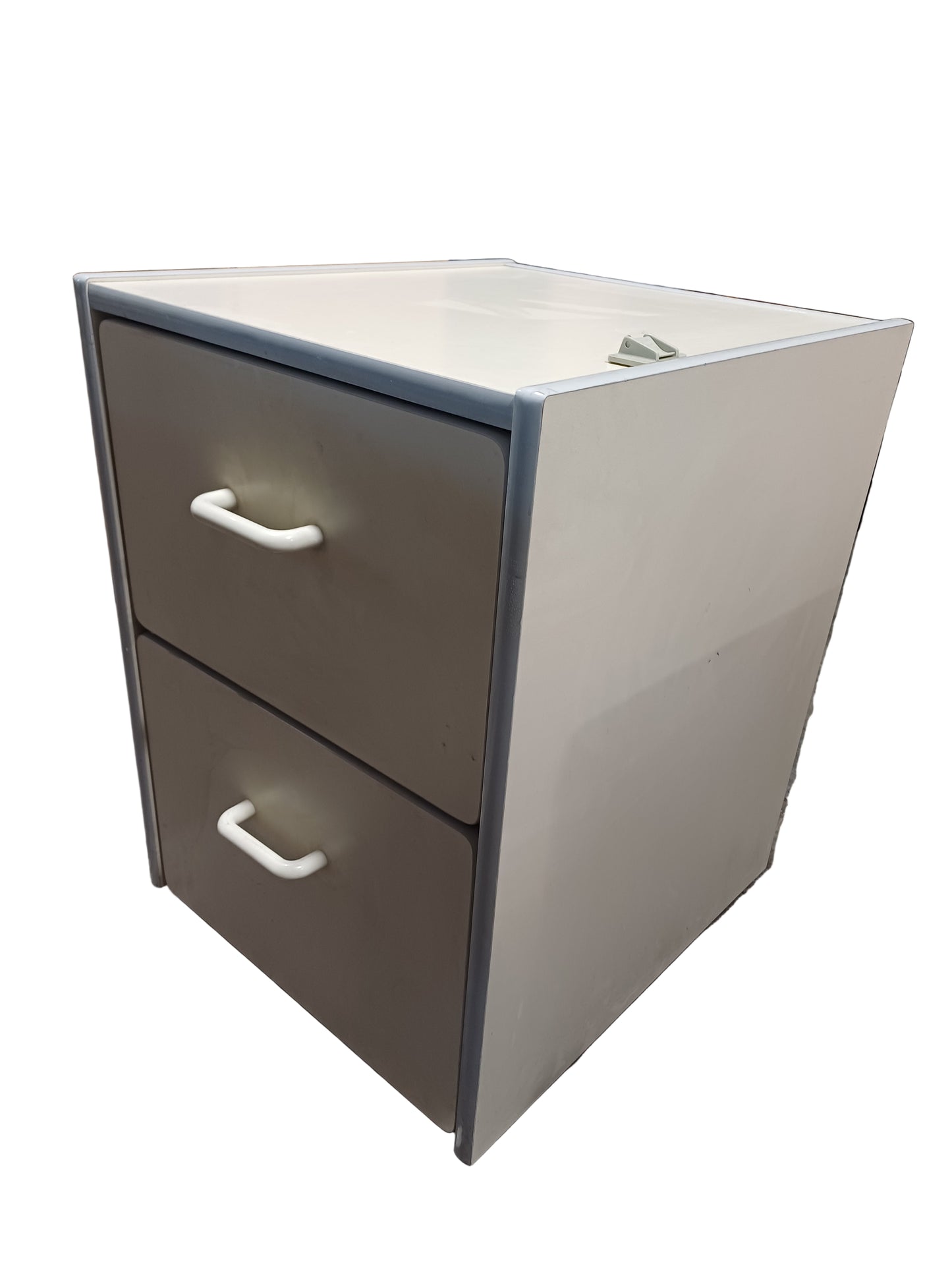 Beige two drawer Cabinet on wheels