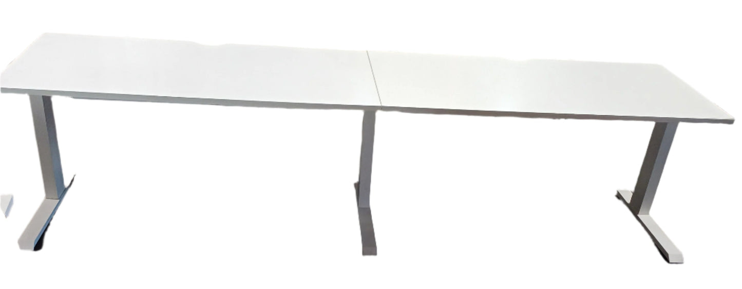 Double Straight Desk - White