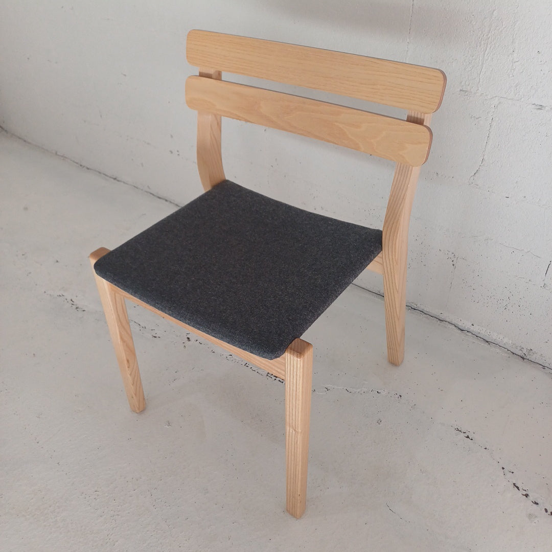 Wooden chair-grey material seat