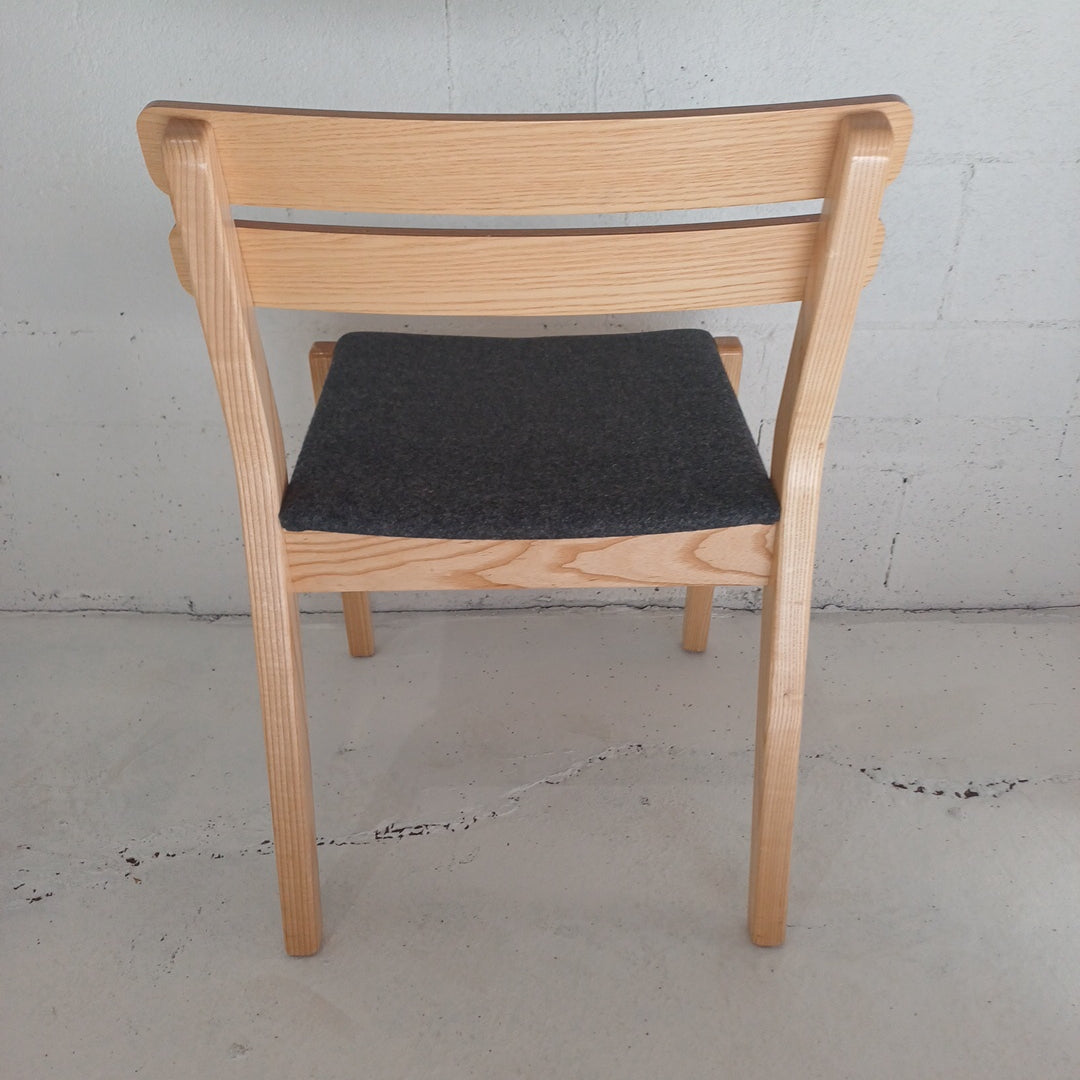Wooden chair-grey material seat