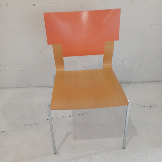 InForm Zuco-Wooden chair-Chrome legs-Peachy/Orange
