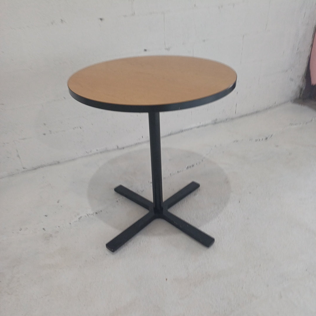Small cafe table-Wood grain- Black legs-650 round