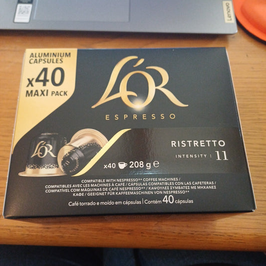 L'OR expresso ristretto coffee capsules pack of 40