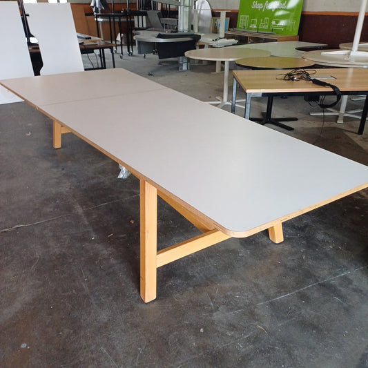 Boardroom table-White with wooden legs