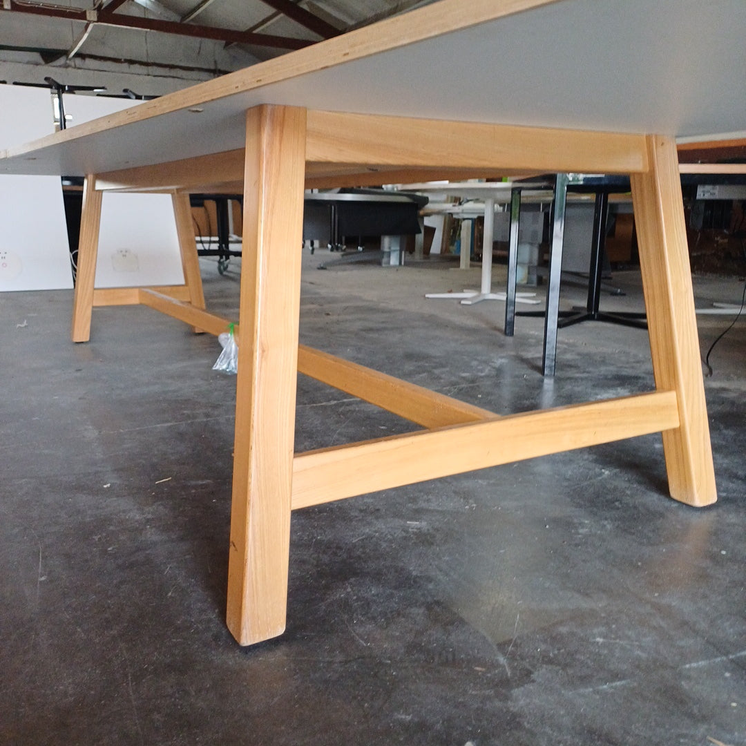 Boardroom table-White with wooden legs