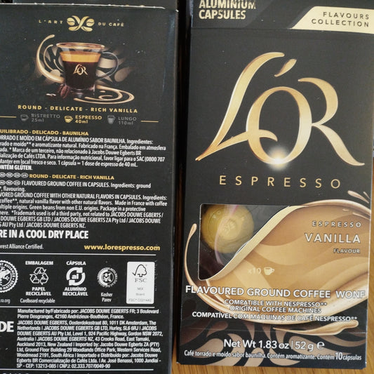LOR espresso capsules-vanilla- 10 capsules per box