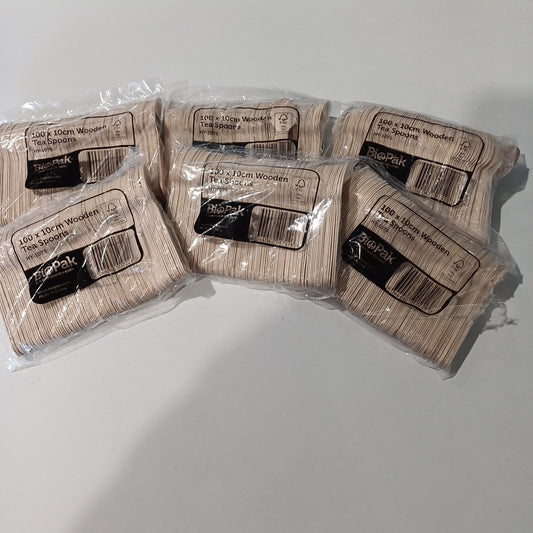 Wooden tea spoons-100x6 packets-Biopak