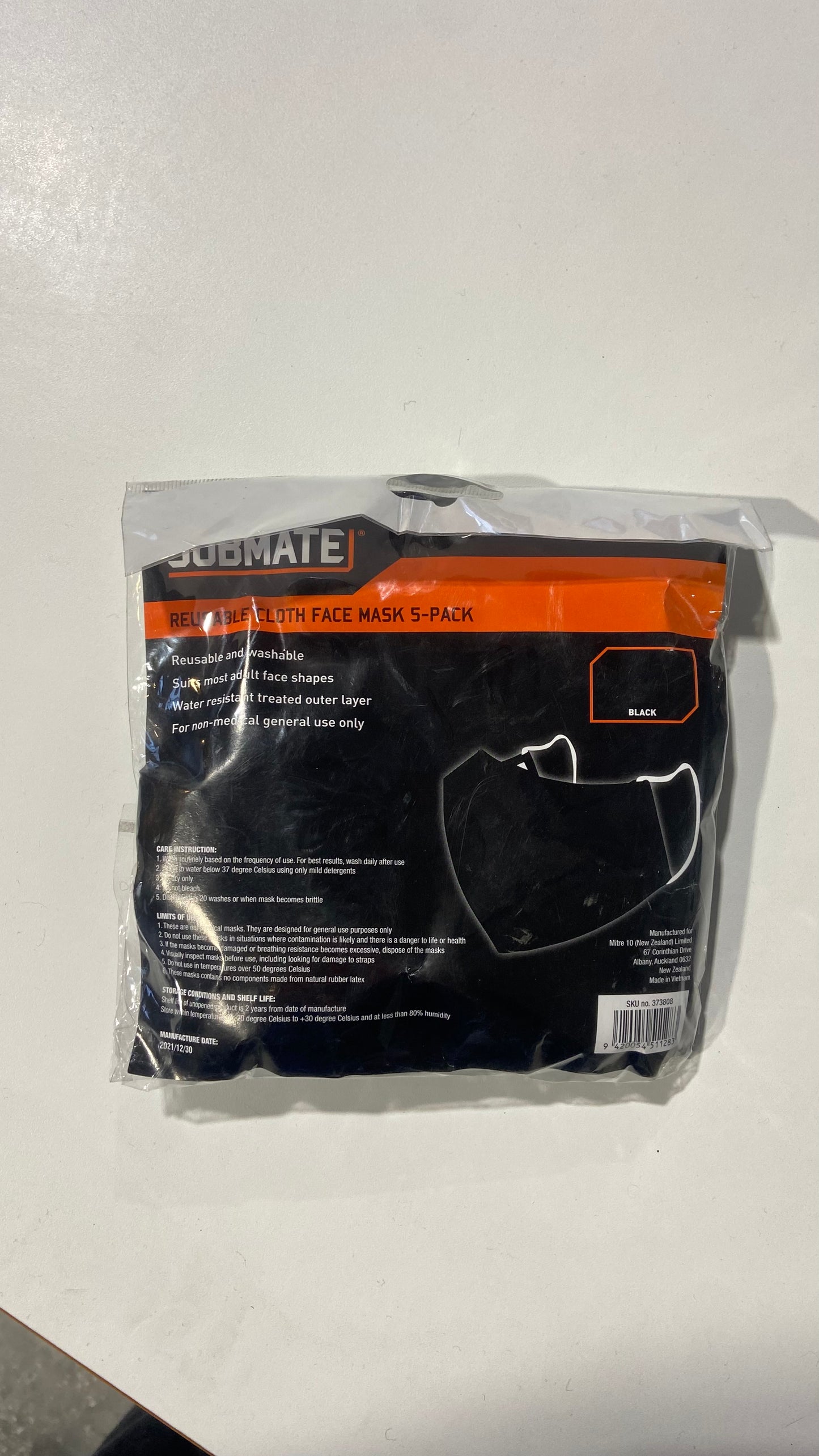 Black fabric face mask x25