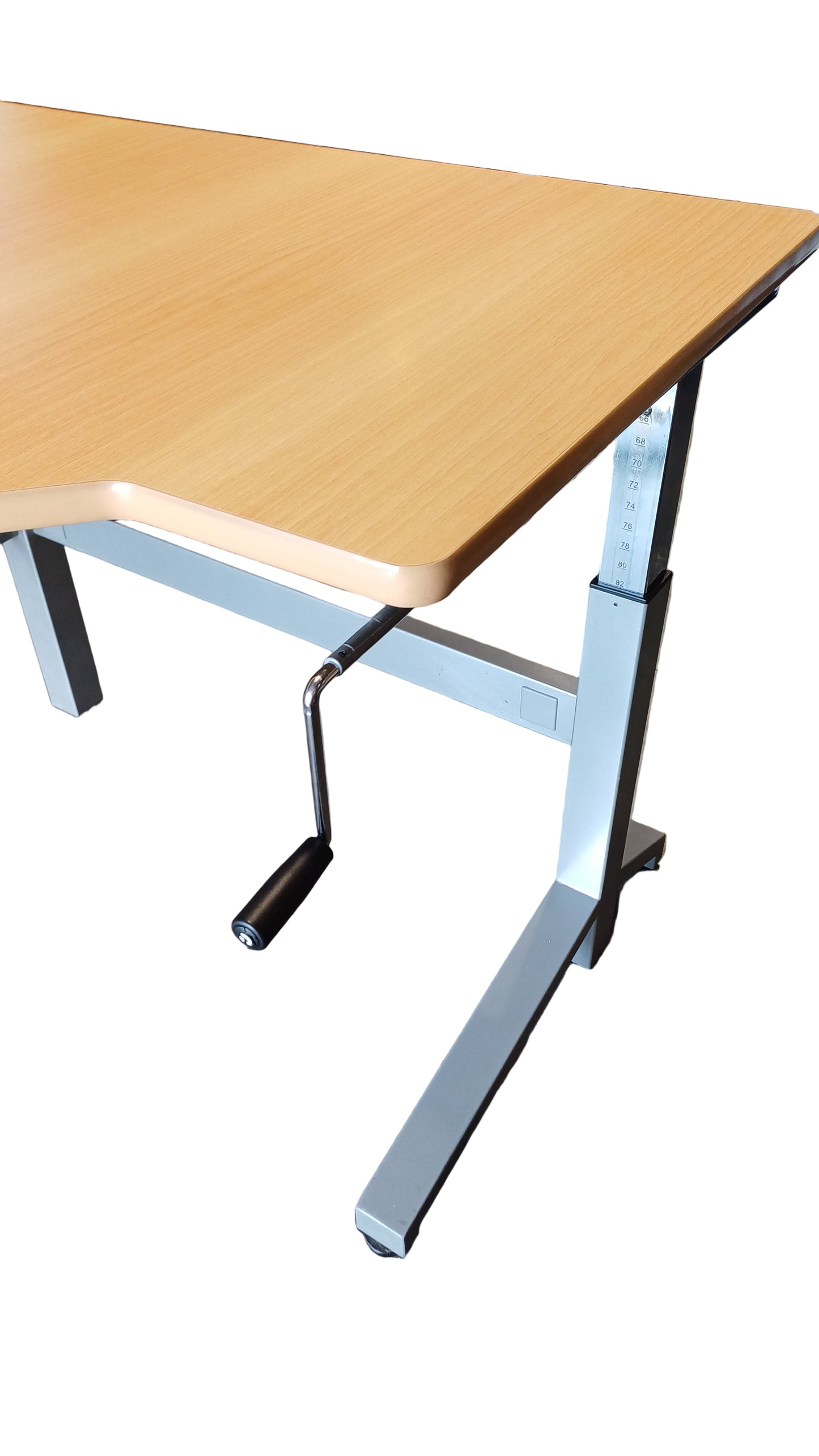 Adjustable wind up sit/stand L-shape desk