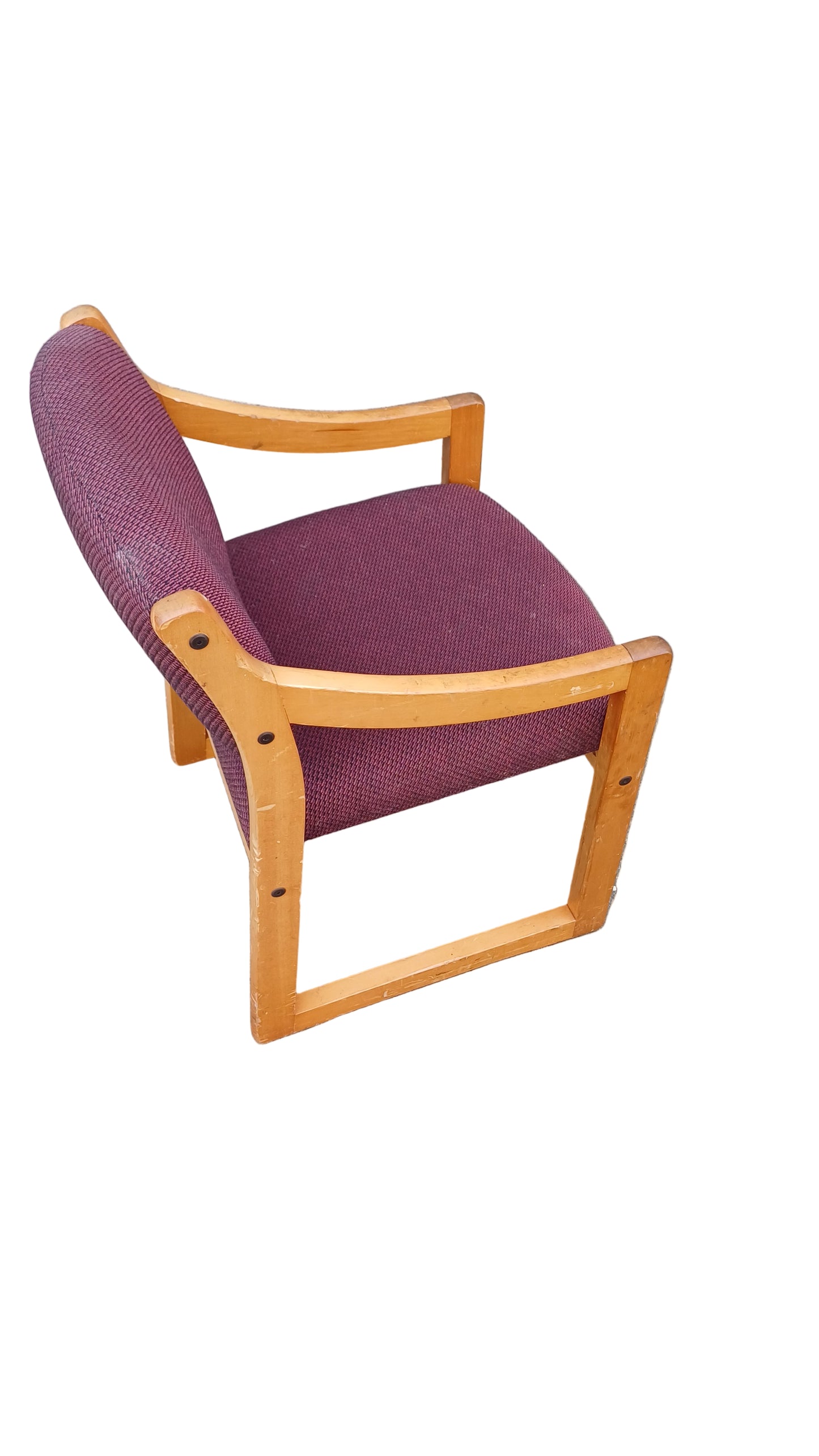 Red chair with wooden legs