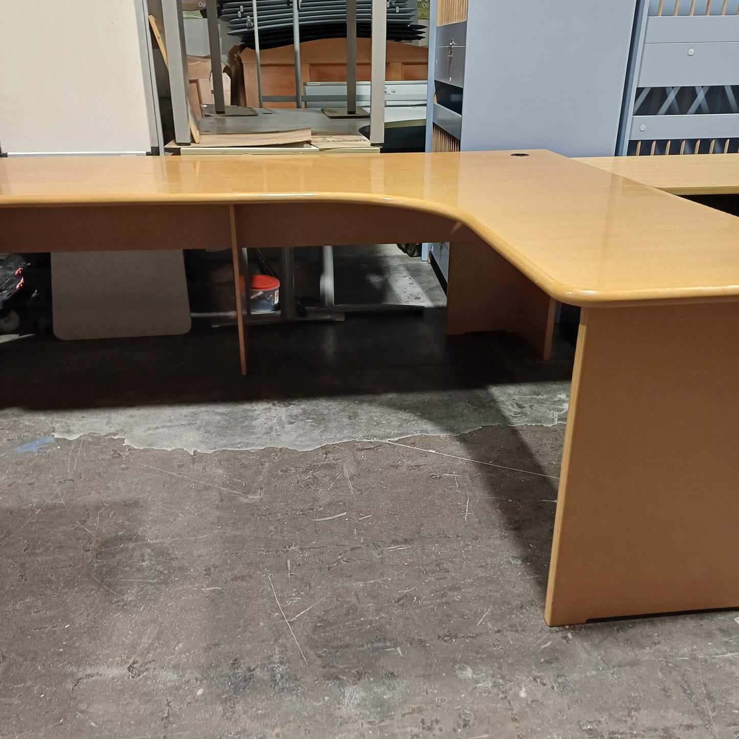 Brown L Shaped Desk - Left Side Long