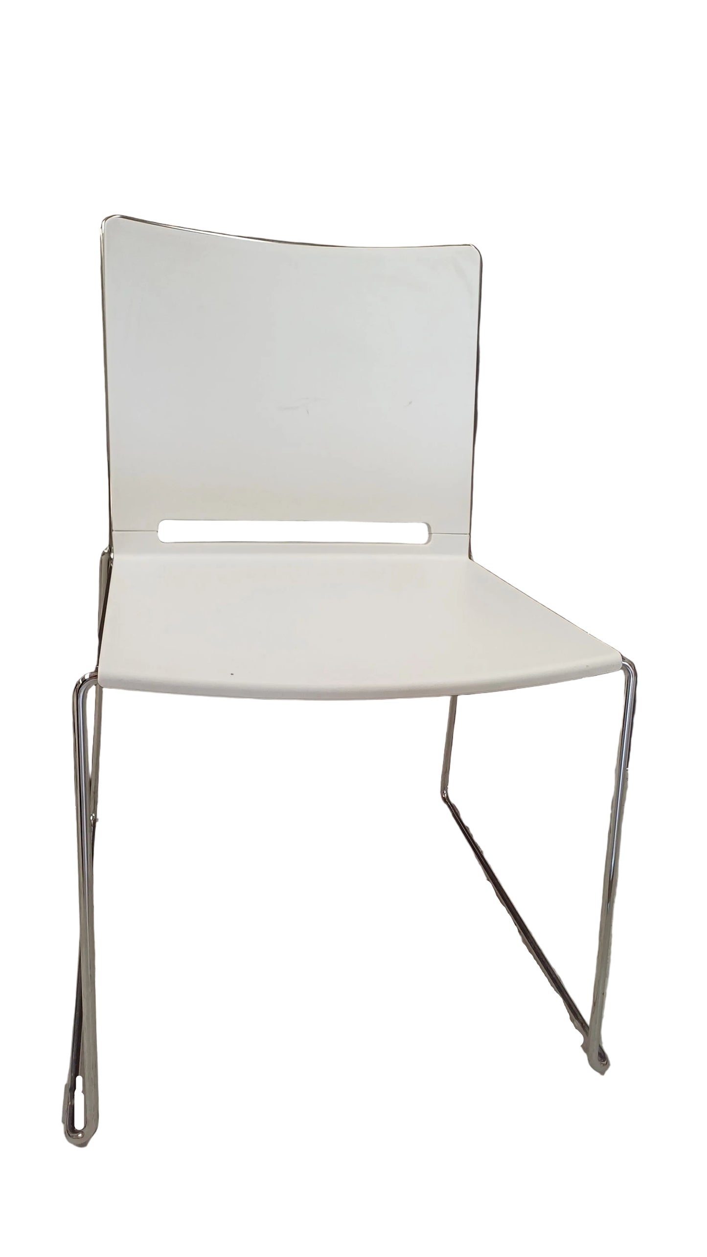 White chairs with metal frame
