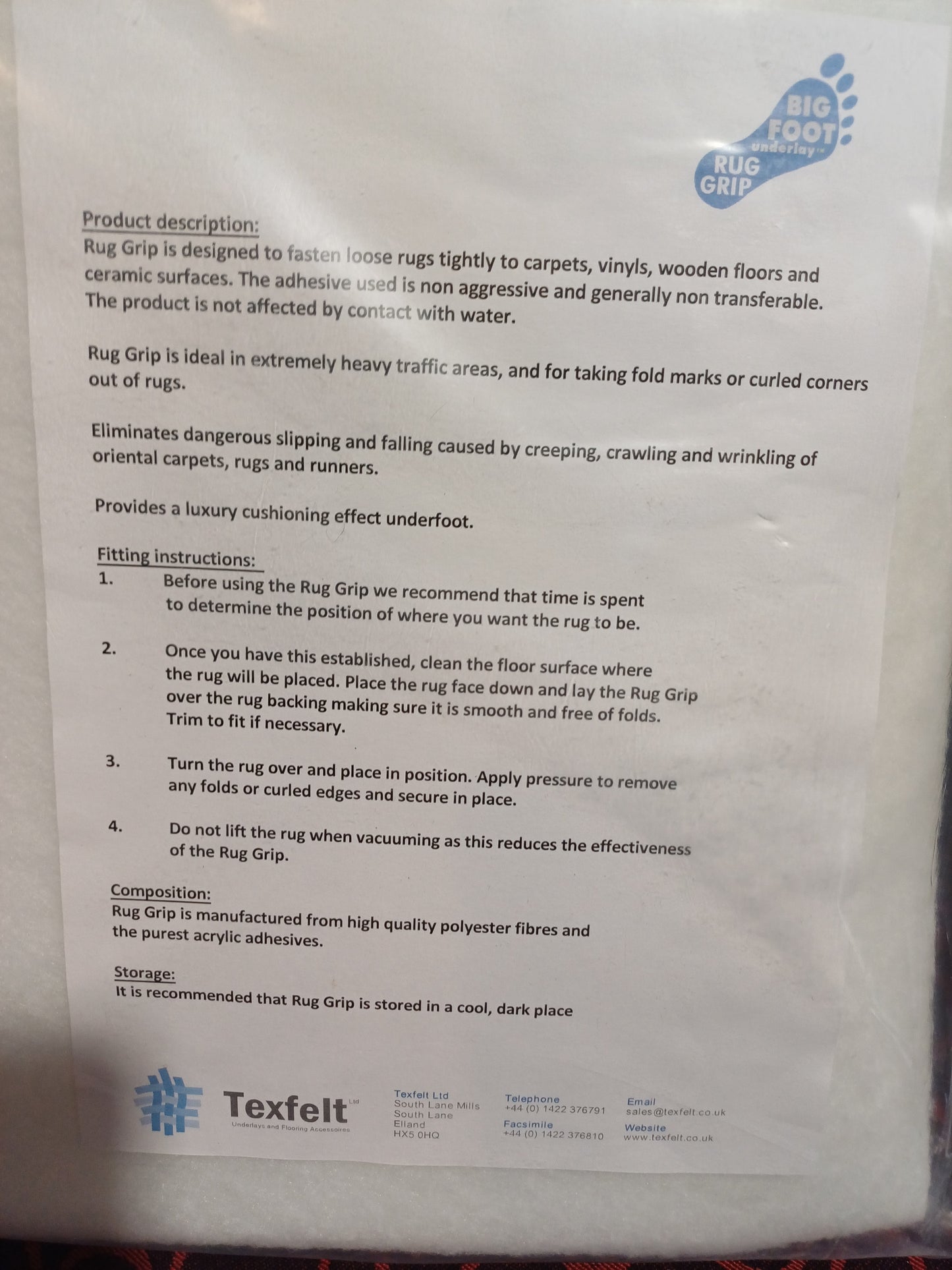 Big Foot Rug Grip (180X280cm)