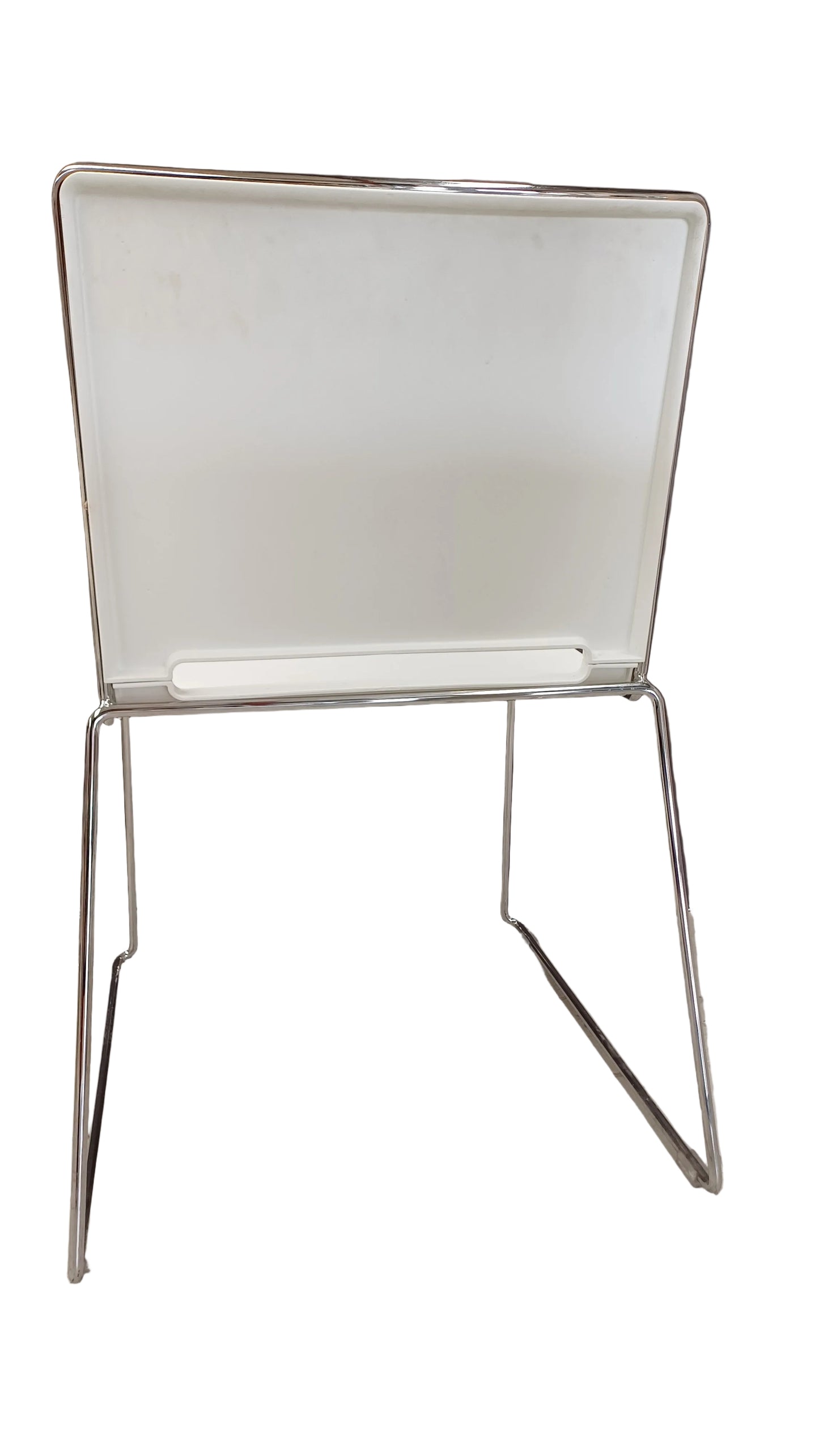 White chairs with metal frame