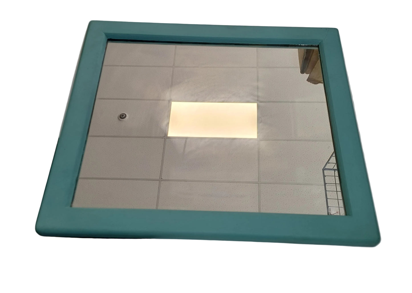 Mirror with blue wooden frame