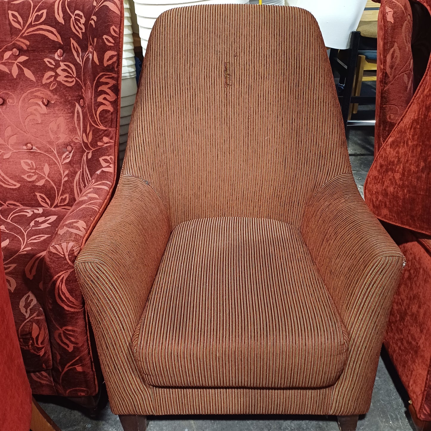 Large back armchair-brown Stripped