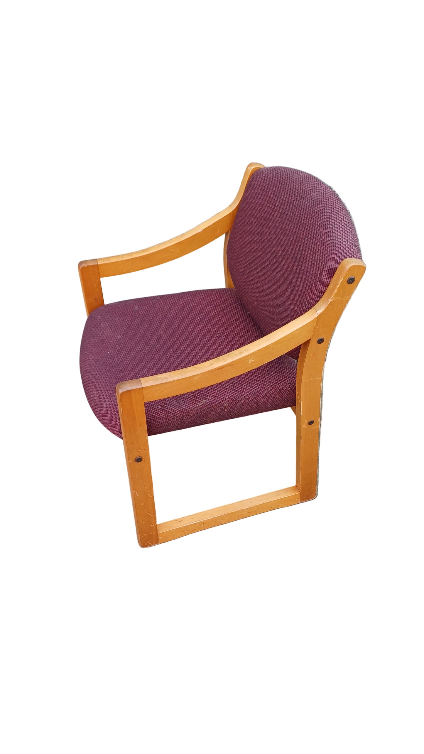 Red chair with wooden legs