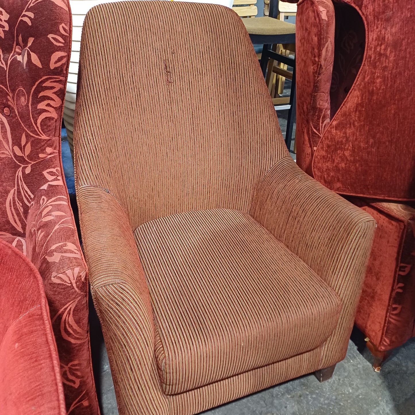 Large back armchair-brown Stripped