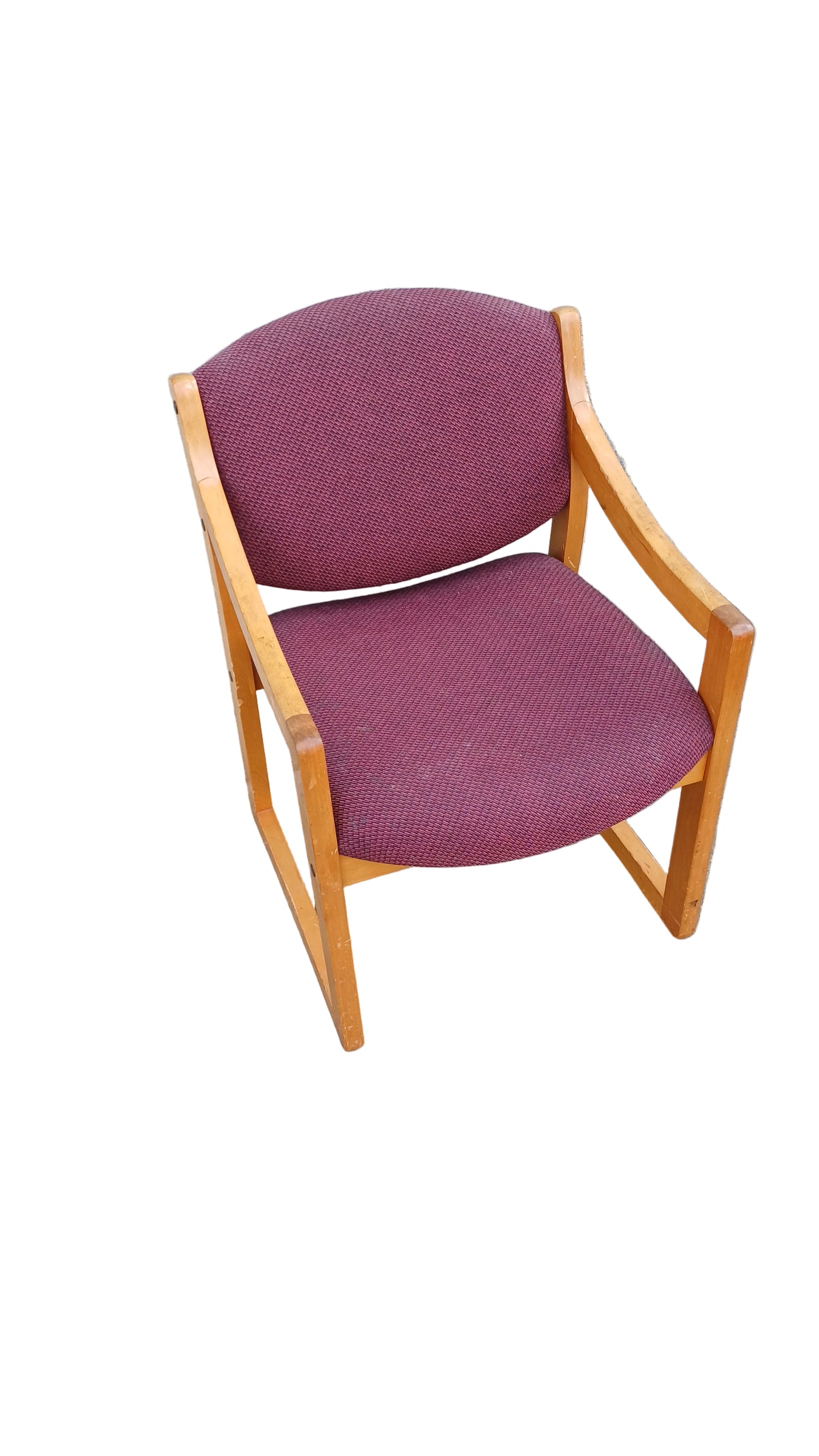 Red chair with wooden legs