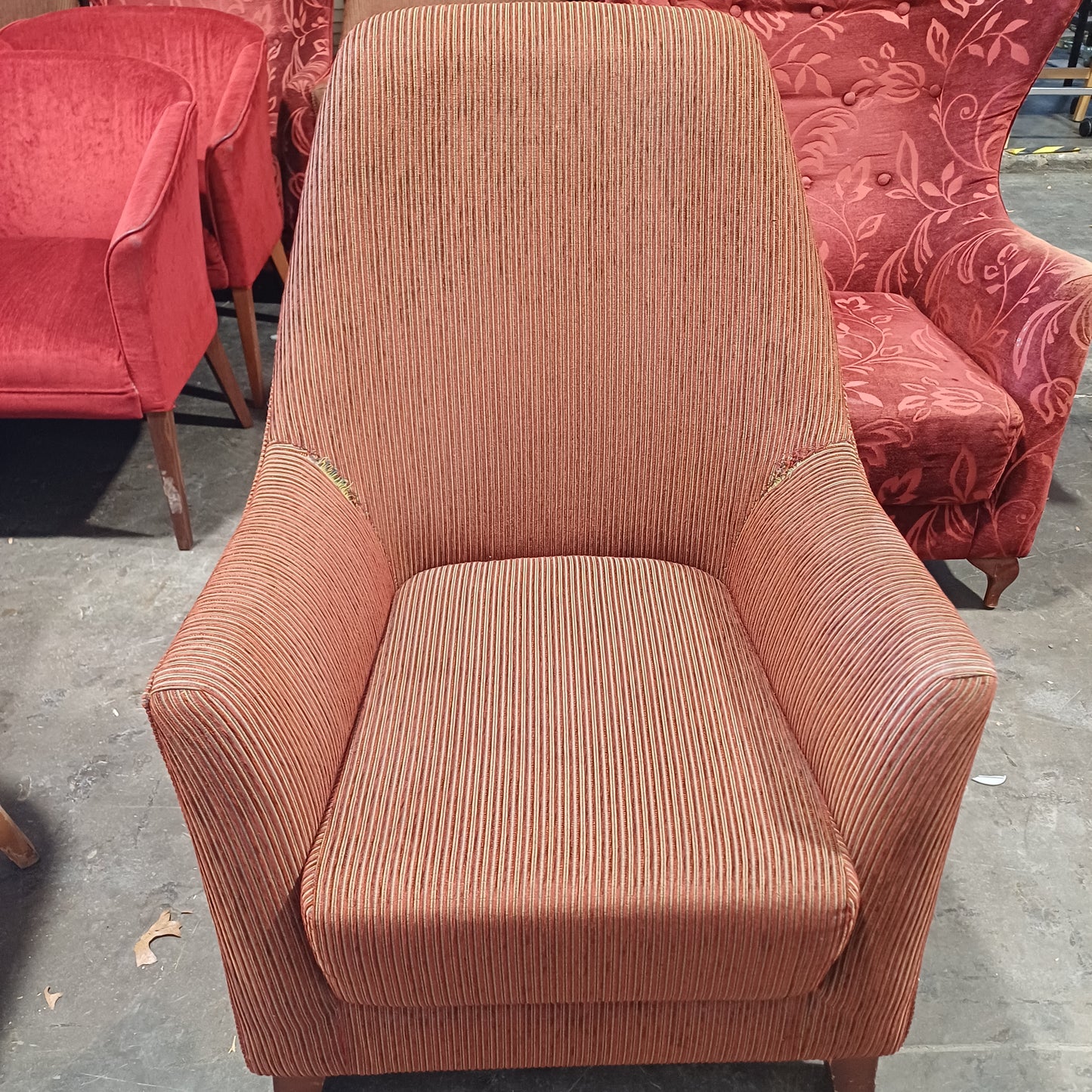 Solid Arm Chair-Brown Stripped