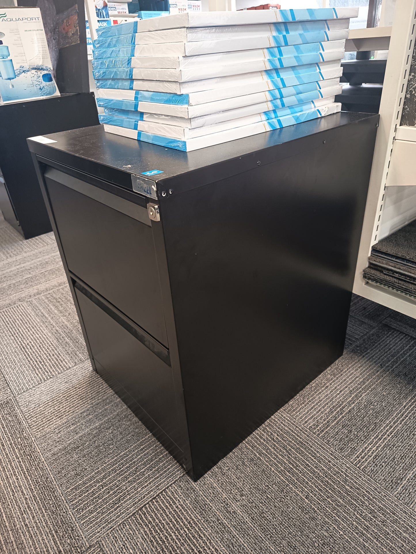 2 Drawer Filing Cabinet-Black