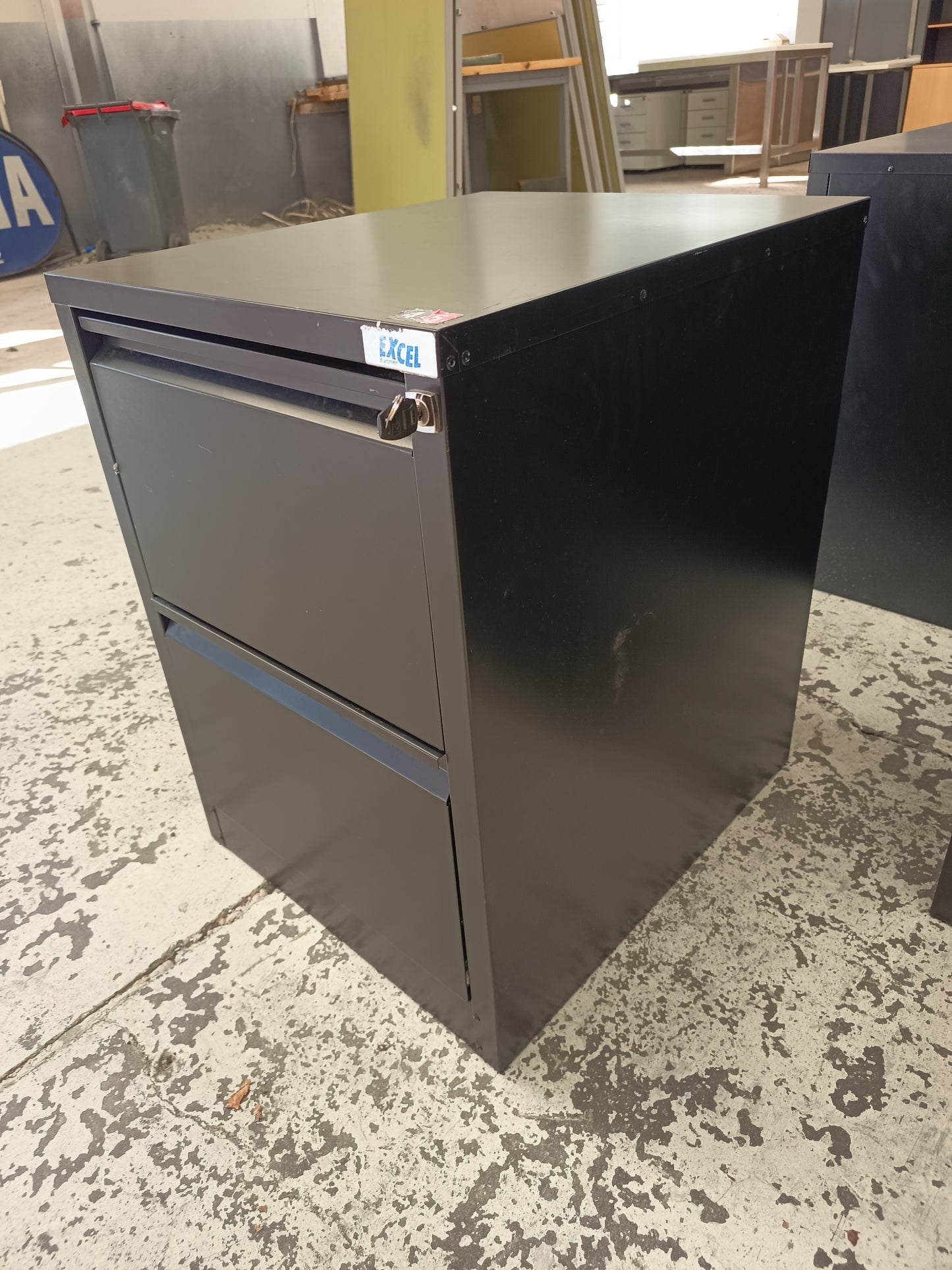 Lockable 2 Drawer Filing Cabinet-Black