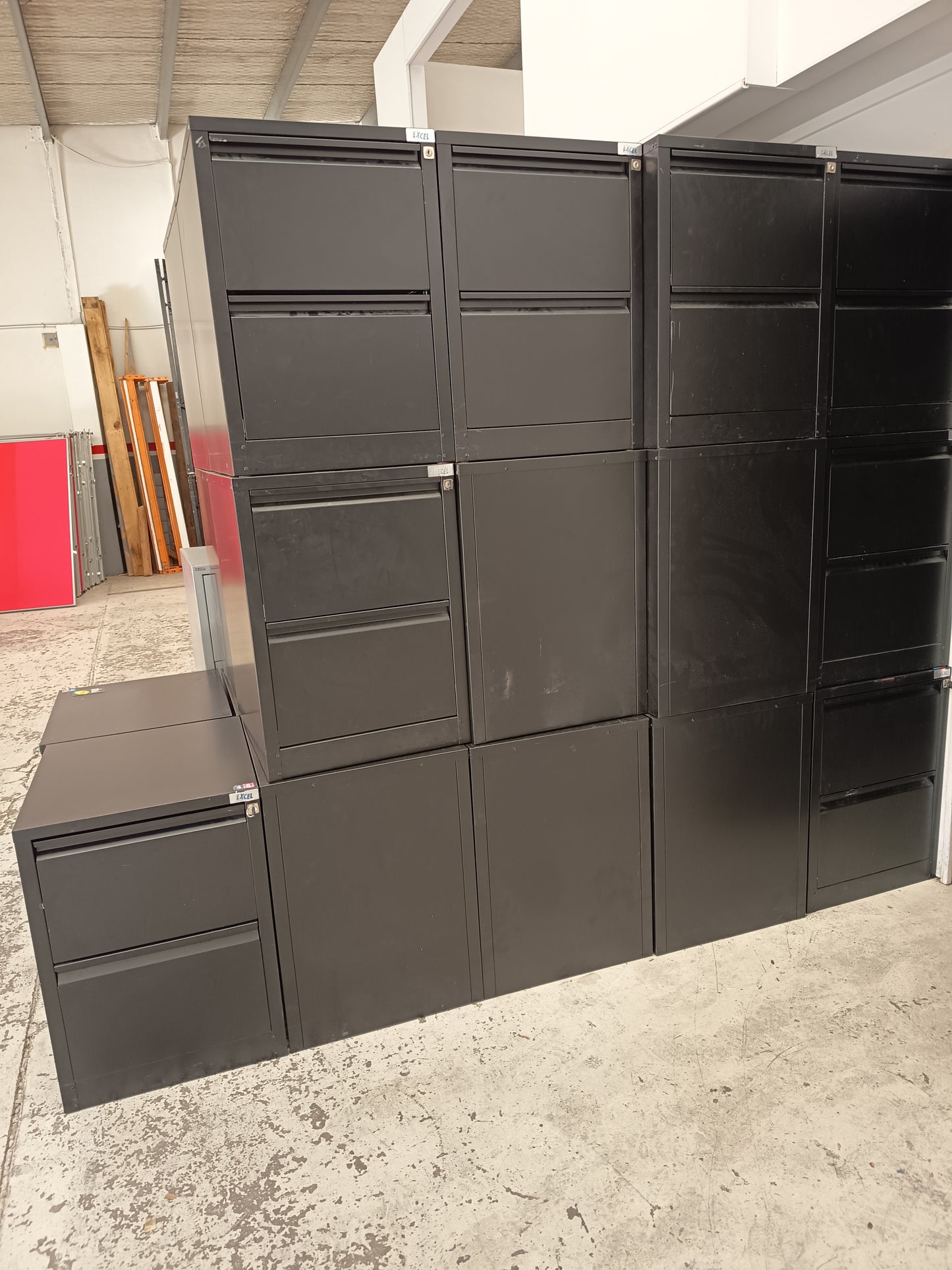 Lockable 2 Drawer Filing Cabinet-Black