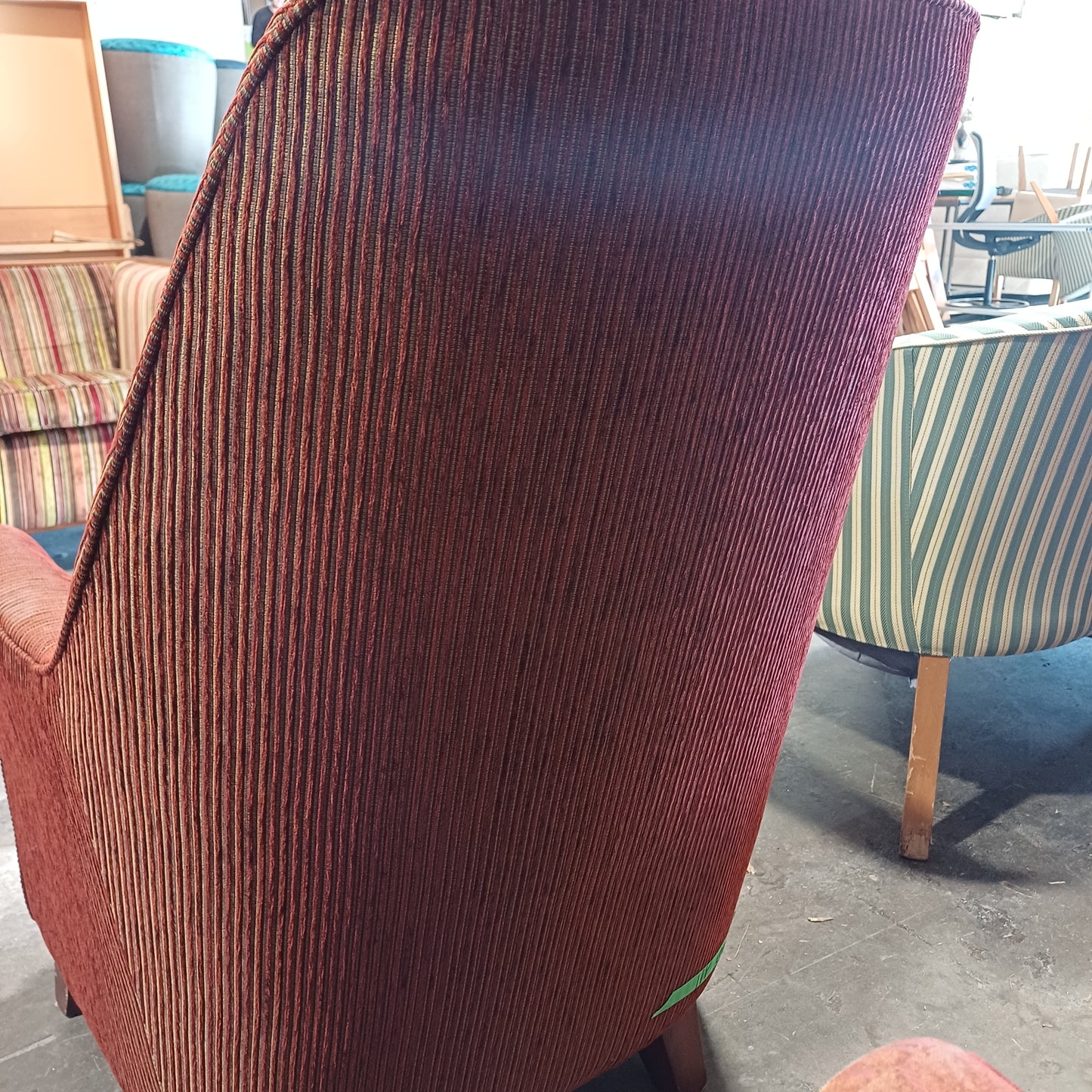 Solid Arm Chair-Brown Stripped