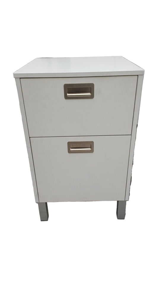 White 2 drawer bedside table
