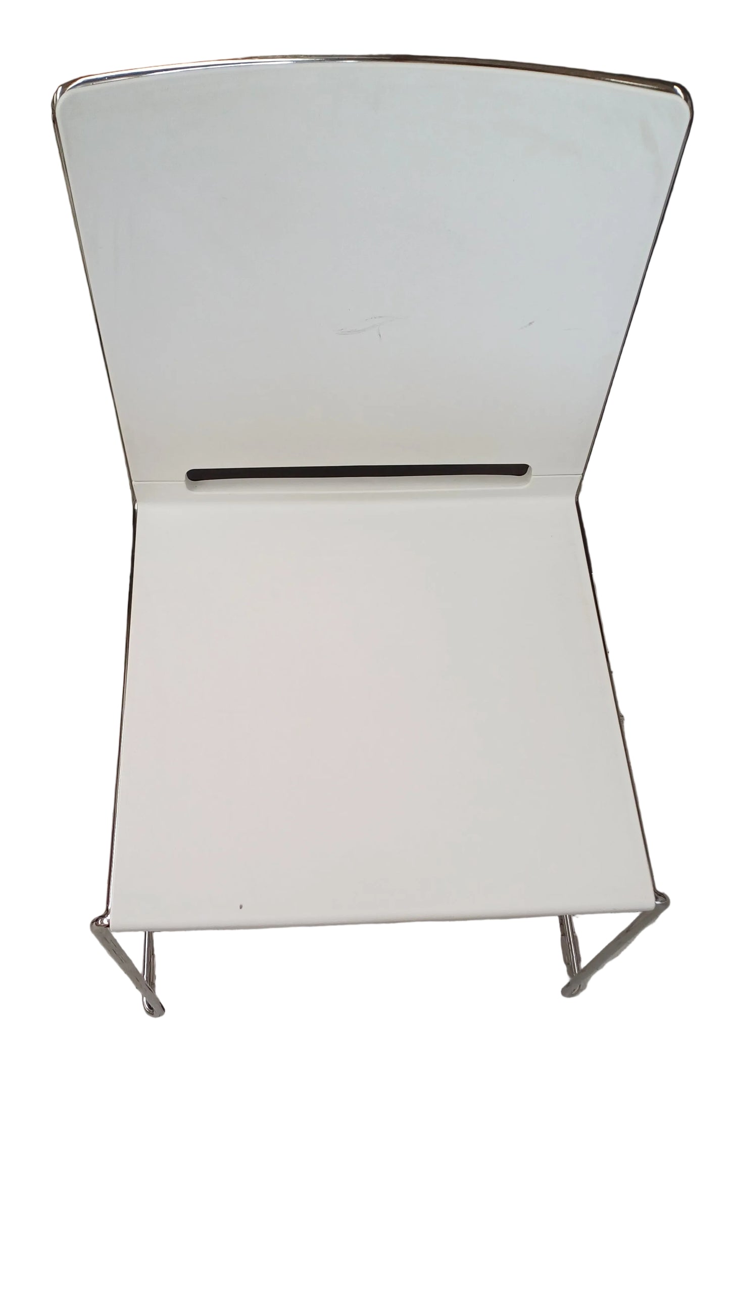 White chairs with metal frame