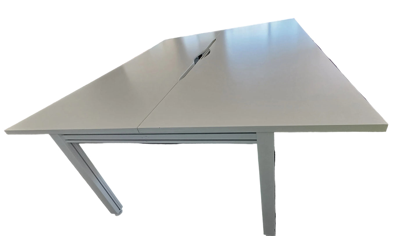 Large Double Straight Desk with Built-in Powerboards