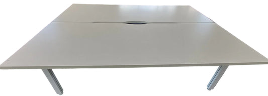 Large Double Straight Desk with Built-in Powerboards