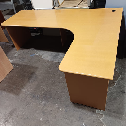 Brown L Shaped Desk - Left Side Long