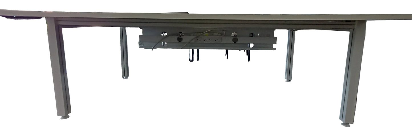 Large Double Straight Desk with Built-in Powerboards