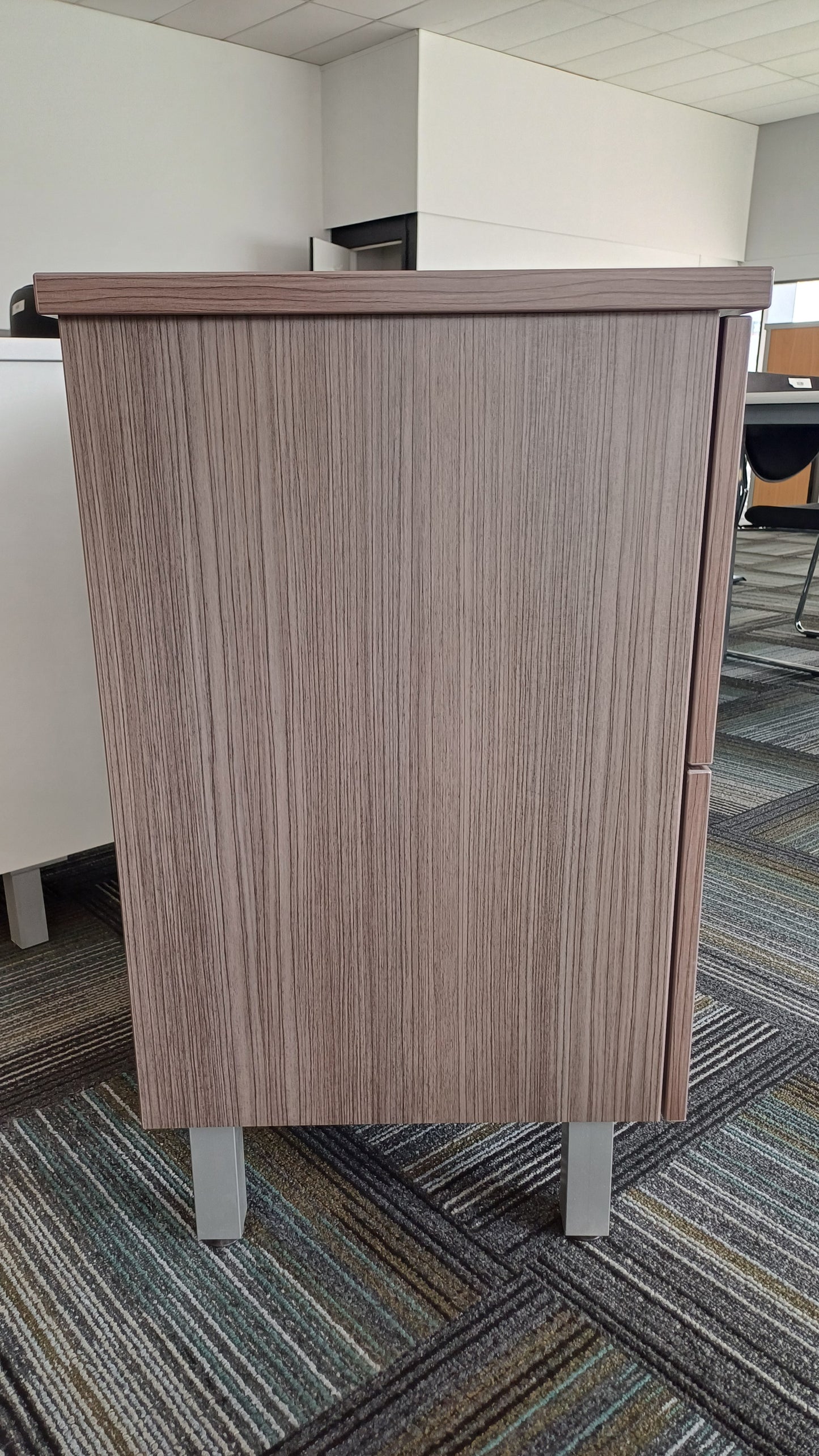 Dark Grey Cabinet with Two Drawers and Double shelf Cupboard